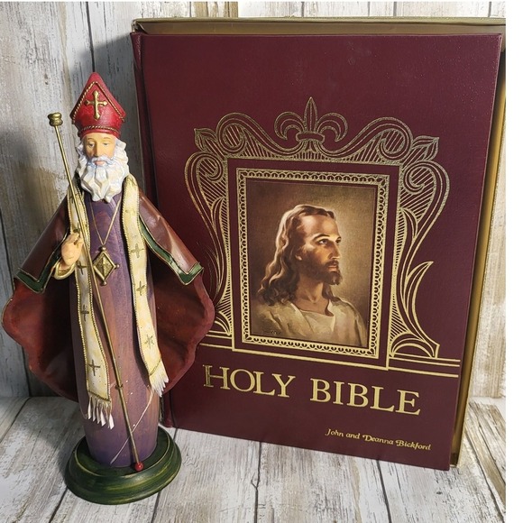 Holy Bible Jesus Christ and Saint Nicholas of Myra Religious Christian Book - Picture 1 of 9